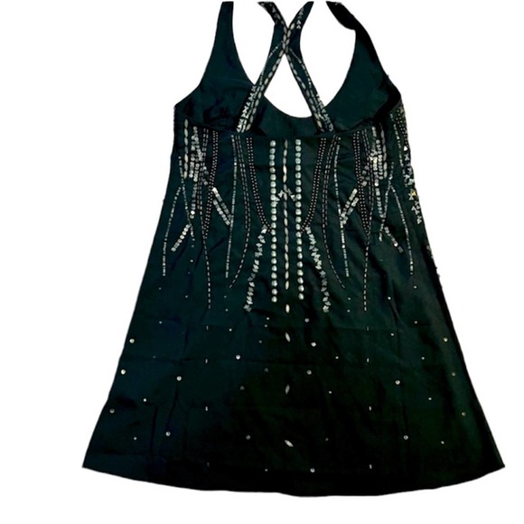 Free People Metallic Jewel Embellished Mini Slip Dress Black XS Festival Gala - Picture 4 of 10